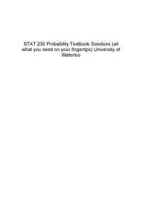 STAT 230 Probability Textbook Solutions: University of Waterloo