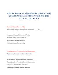 PSYCHOLOGICAL ASSESSMENT FINAL EXAM | QUESTIONS & ANSWERS (LATEST 2025-2026) WITH A STUDY