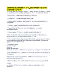 AZ CIVICS EXAMS SCRIPT 2025/2026 QUESTIONS WITH ANSWERS RATED A+