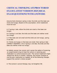 Critical Thinking Exam Questions and Answers 2025