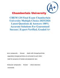 CHEM 120 Final Exam Chamberlain University Multiple Choice 2025/2026 Latest Questions & An