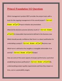 Prince2 Foundation 112 Questions With Comprehensive Expert Verified Answers