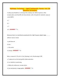 Radiologic Technology – Digital Radiography Practice Test 140 Questions & Answers.