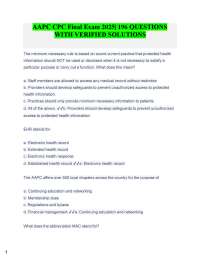 AAPC CPC Final Exam 2025| 196 QUESTIONS WITH VERIFIED SOLUTIONS The minimum necessary ru