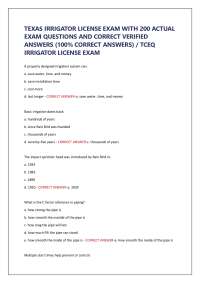 Texas Irrigators License Exam: 200+ Questions and Answers