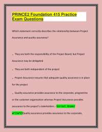PRINCE2 Foundation Exam Practice Questions