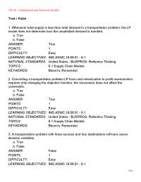 Distribution and Network Models: True/False and Multiple Choice Questions