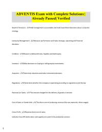 ADVENTIS Exam with Complete Solutions | Already Passed| Verified Board of Directors -