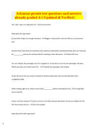 Arkansas permit test questions and answers already graded A+| Updated & Verified | This