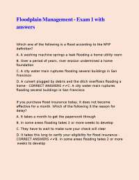 Floodplain Management - Exam 1 with answers