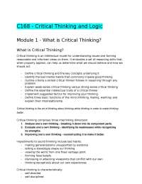 C168 - Critical Thinking and Logic