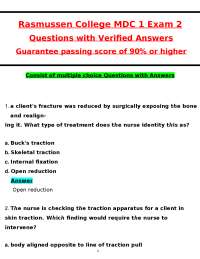 Rasmussen College MDC 1 Exam 2 (2025) – Verified Questions & Answers | Guaranteed 90%+ Pas