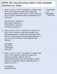 EAPS 105 Quiz 4 with Complete Solutions