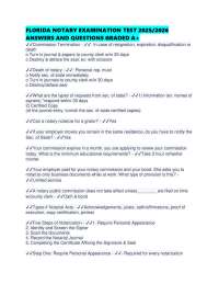 FLORIDA NOTARY EXAMINATION TEST 2025/2026 ANSWERS AND QUESTIONS GRADED A+