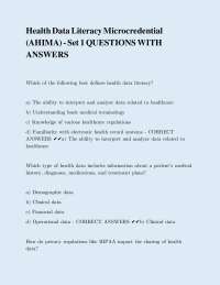 Health Data Literacy Microcredential (AHIMA) - Set 1 QUESTIONS WITH ANSWERS