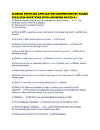 FLORIDA PESTICIDE APPLICATOR COMPREHENSIVE EXAMS 2025/2026 QUESTIONS WITH ANSWERS RATED A+