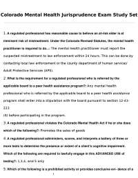 Colorado Mental Health Jurisprudence Exam Study Guide
