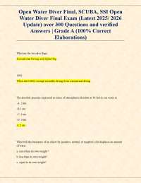 Open Water Diver Final, SCUBA, SSI Open Water Diver Final Exam (Latest 2025/ 2026 Update)