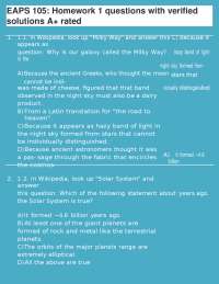 EAPS 105 Homework 1: Verified Solutions and Questions