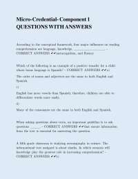 Micro-Credential- Component 1 QUESTIONS WITH ANSWERS