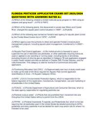 FLORIDA PESTICIDE APPLICATOR EXAMS SET 2025/2026 QUESTIONS WITH ANSWERS RATED A+