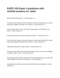 EAPS 105 Exam 4: Questions and Verified Answers on Planetary Science