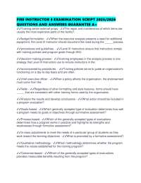FIRE INSTRUCTOR 3 EXAMINATION SCRIPT 2025/2026 QUESTIONS AND ANSWERS GUARANTEE A+