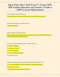 Open Water Diver Final Exam: Questions and Answers (2025/2026 Update)