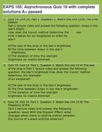 EAPS 105 Quiz 19 with Complete Solutions: Exoplanet Exploration