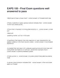 EAPS 100 Final Exam Questions and Answers