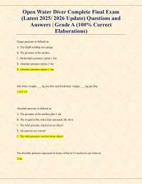 Open Water Diver Complete Final Exam (Latest 2025/ 2026 Update) Questions and Answers