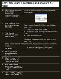 EAPS 106 Exam 2: Questions and Answers