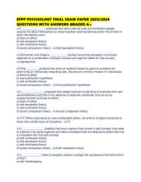 EPPP PSYCHOLOGY FINAL EXAM PAPER 2025/2026 QUESTIONS WITH ANSWERS GRADED A+