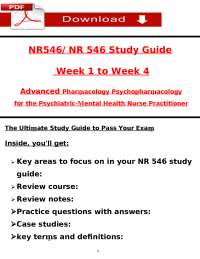 NR546 Advanced Pharmacology Psychopharmacology Study Guide