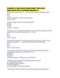 FLORIDA LP GAS RULES EXAM SCRIPT 2025/2026 QUESTIONS WITH ANSWERS GRADED A+