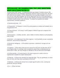 PSYCHOLOGY 100 EXAMINATION TEST 2025 QUESTIONS ANSD SOLUTIONS RATED A+