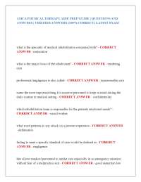 Physical Therapy Aide Exam Prep: Questions and Verified Answers
