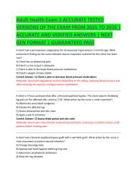 Adult Health Nursing Exam 3: Questions and Answers for Test Prep