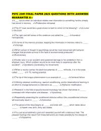 PSYC 2301 FINAL PAPER 2025 QUESTIONS WITH ANSWERS GUARANTEE A+