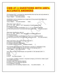 CWB 47.1 QUESTIONS WITH 100% ACCURATE ANSWERS