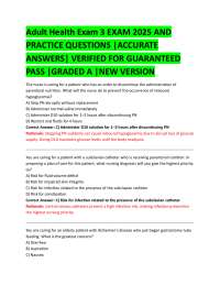 Adult Health Nursing Exam 3: Practice Questions and Answers 2025