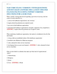 NAB CORE Exam: Questions and Answers for Healthcare Administration