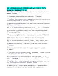 SDI SCUBA REVISION PAPER 2025 QUESTIONS WITH ANSWERS GUARANTEE A+