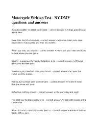 Motorcycle Written Test Questions and Answers - NY DMV