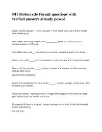 NH Motorcycle Permit Practice Questions and Answers