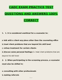 CADC EXAM PRACTICE TEST QUESTIONS AND ANSWERS 100% CORRECT