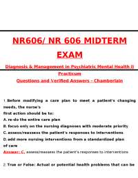 NR 606 MIDTERM EXAM Diagnosis & Management in Psỵchiatric Mental Health II Practicum