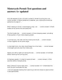 Motorcycle Permit Test: Q&A for Exam Preparation