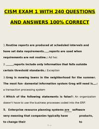 CISM Exam 1: 240 Questions and Answers for Certification
