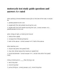 Motorcycle Test Study Guide: Questions and Answers